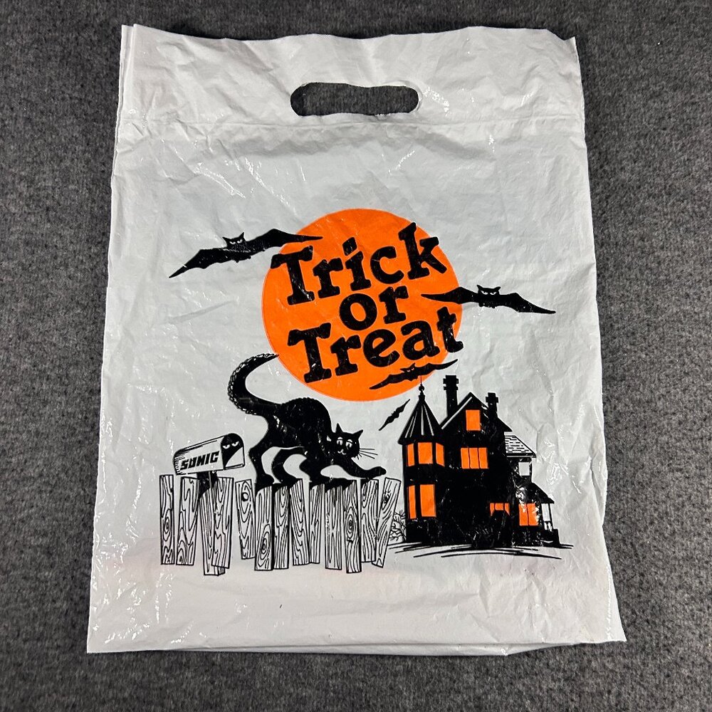 Vintage 90s Sonic Drive In Trick or Treat Halloween Bag Haunted House JOL Advert